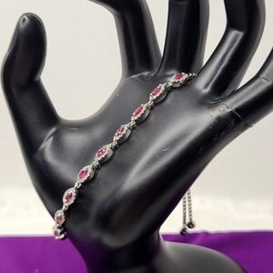 Ruby and Sapphire Sterling Silver Bolo Bracelet
